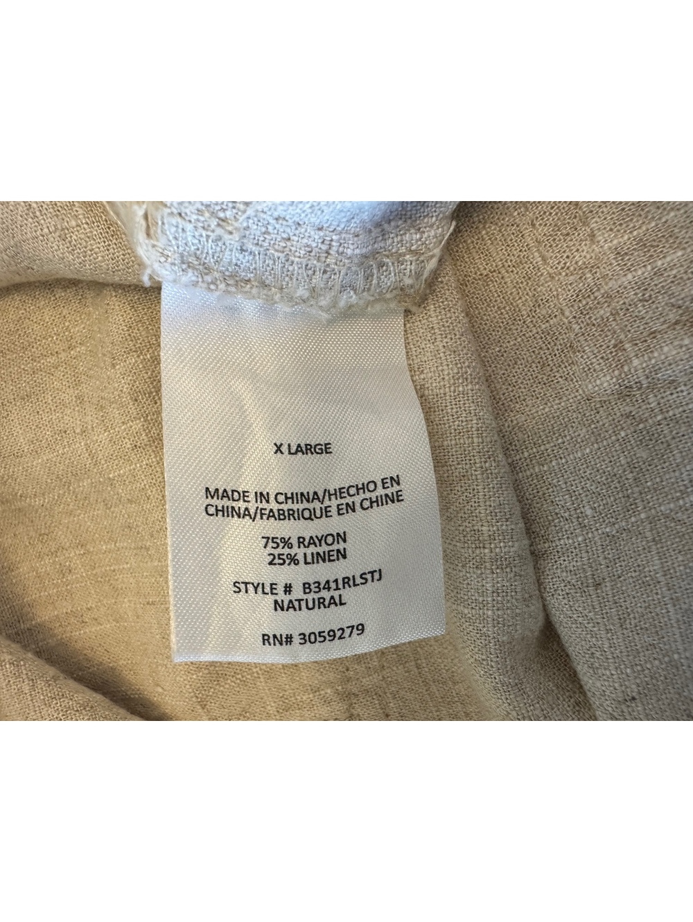 Thread & Supply Women’s XL Linen Blend Wide Leg Pants Natural Beige Frayed Hem - Picture 7 of 9